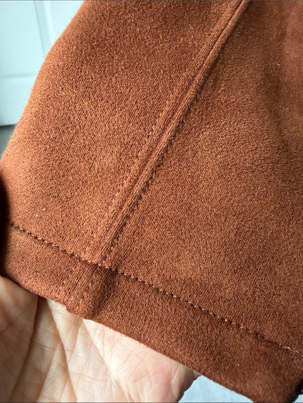 Anthropologie Rust Faux Suede Ponte Pants/Leggings with Ankle Zippers, Size 28. - Picture 7 of 16